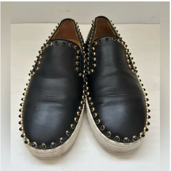Christian Louboutin Authentic Studded Loafers Black Leather shoes sz 38.5 US 8.5 - Picture 4 of 14